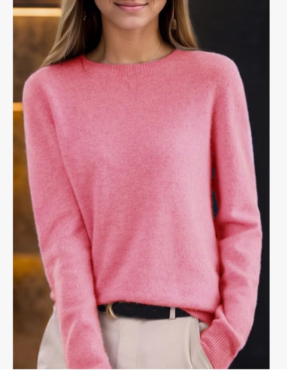 Cozy Pink Crewneck Sweater.
